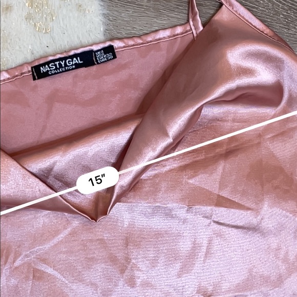 Nasty Gal Light Pink Satin Cowl Neck Cami Tank Top Blouse - Picture 4 of 5
